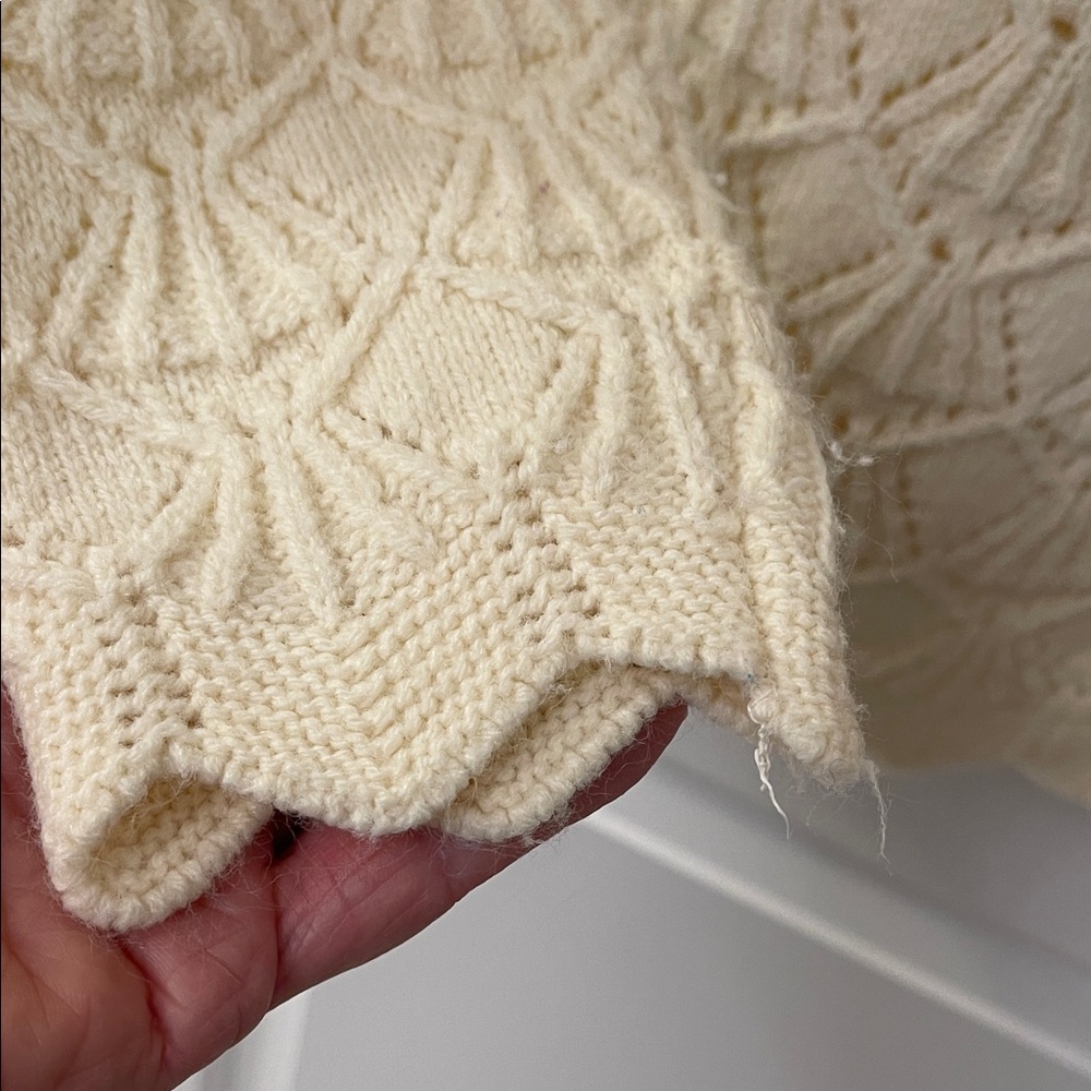 Vintage GrannyCore Cream Openwork Knit Button-Up Sweater Cardigan - Picture 4 of 10
